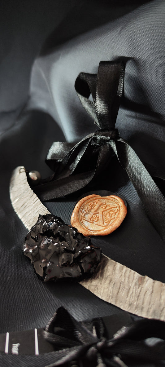 Ogrlica, nerjaveče jeklo premog luna KUOLMi