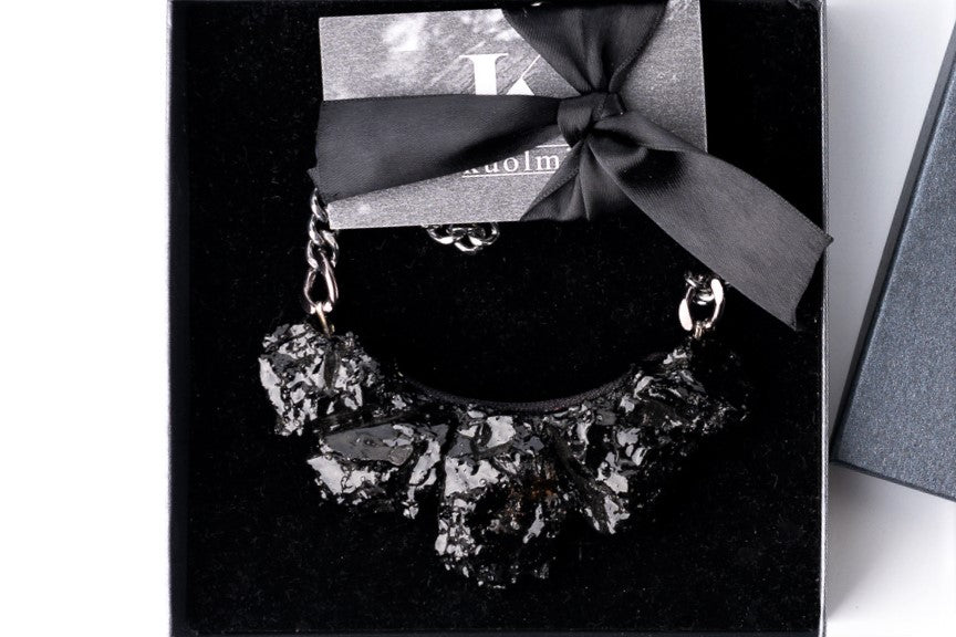 This beautiful necklace combines an edgy attitude and a contemporary feel. A perfect mix of styles and very comfortable to wear. Wear it in black or white for the subtle and stylish upgrade of the styling. Try it in rich, solid colors, too, because it is going to look awesome with a red or purple blouse. With this necklace, winter sweaters won’t be boring anymore, and in summer try it on a simple top. Just don’t save it for special occasions. Because the special occasion is every day!