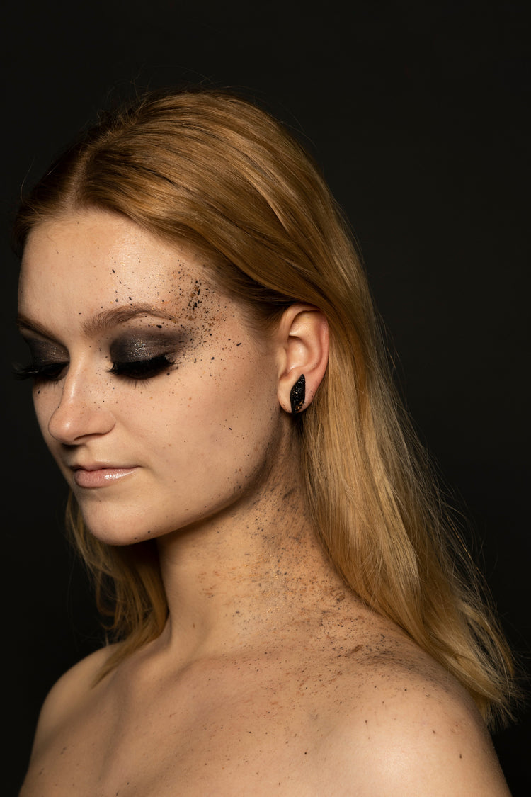 earrings, uhani, coal, premog, viseči, hanging, bling, kuolmi, marjeta hribar art handmade