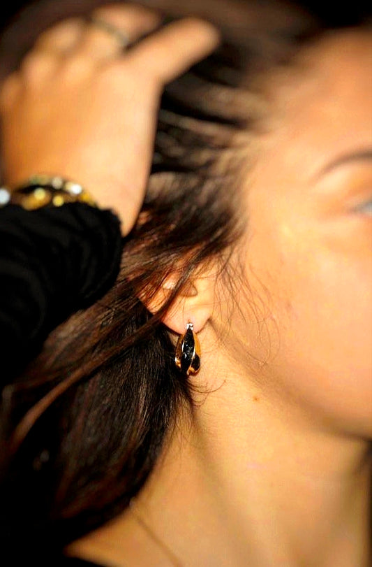 Rinke, earrings with coal, KUOLMi nakit premog 